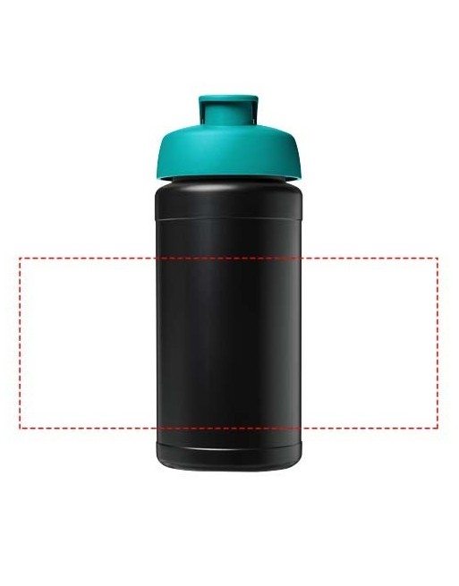 Bouteille de sport Baseline de 500 ml recyclée avec couvercle rabattable 